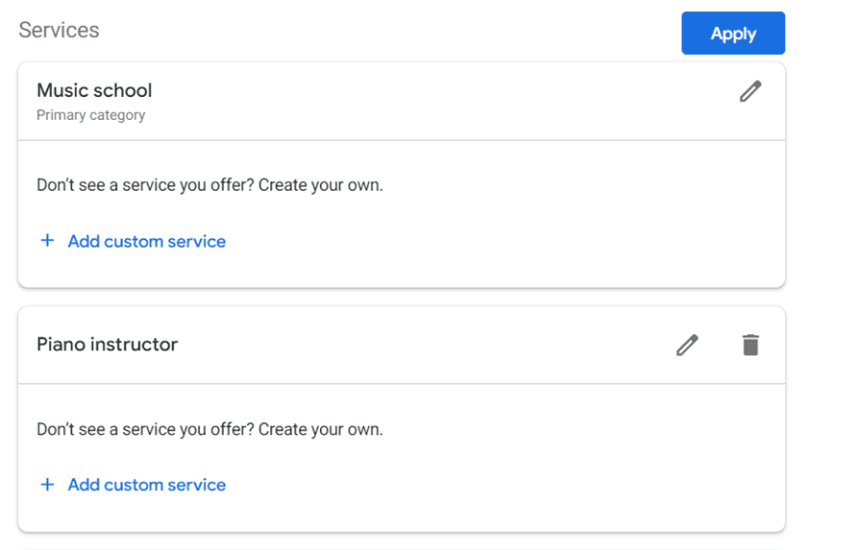 Google Business Profile services image