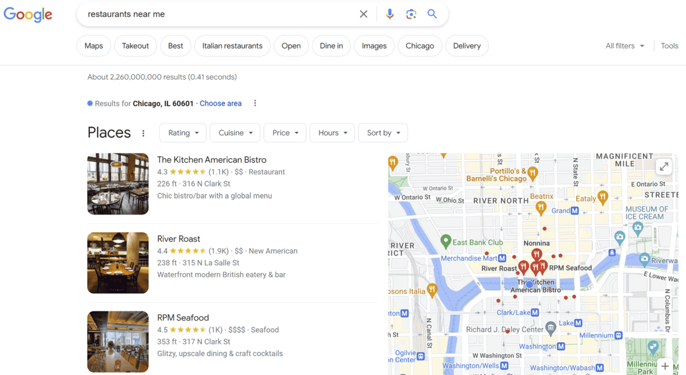 Restaurants Near Me Google Maps VIew